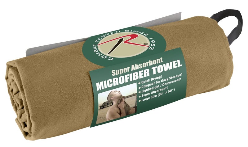 Rothco Microfiber Towel - Fast Drying, Lightweight and Durable - Coyote Brown - 30" x 50" - Image 1